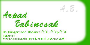 arpad babincsak business card